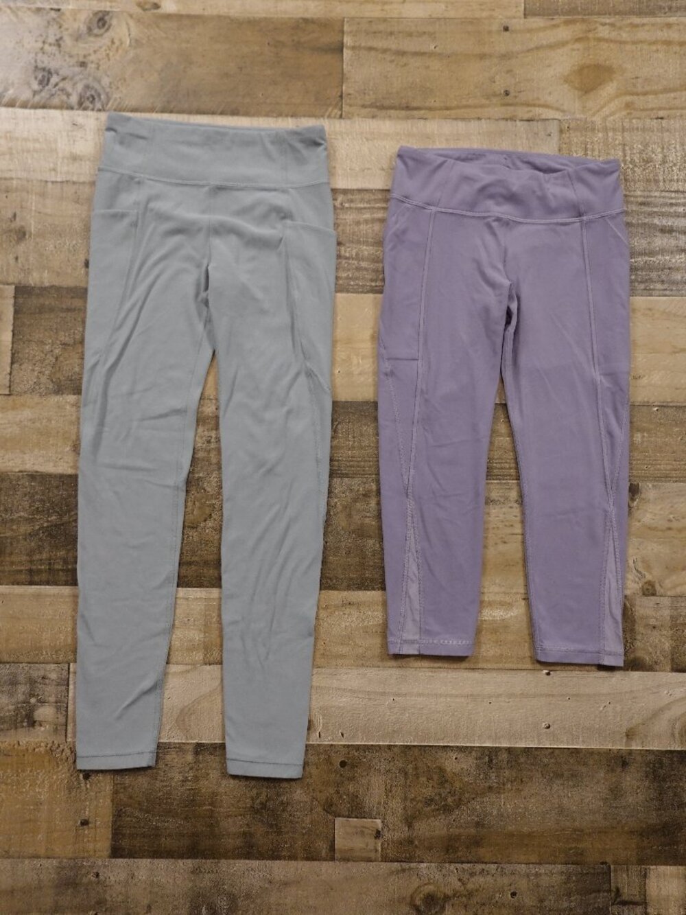 Athleta Girl Stash Treasures High Rise Leggings Bundle of 2 Large Slate & Purple